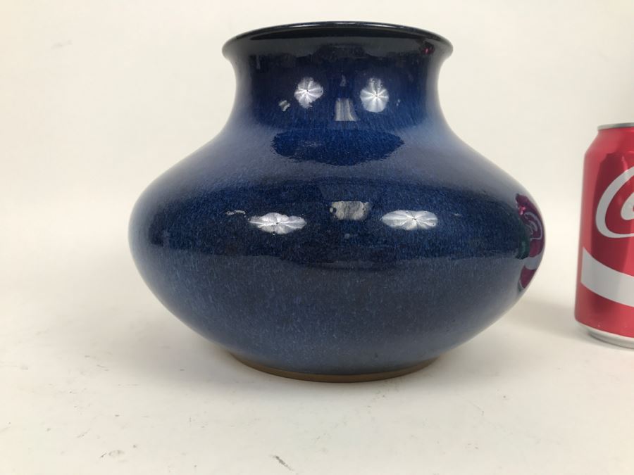 Stunning Blue Glaze Japanese Art Pottery Signed Underneath [Photo 9]