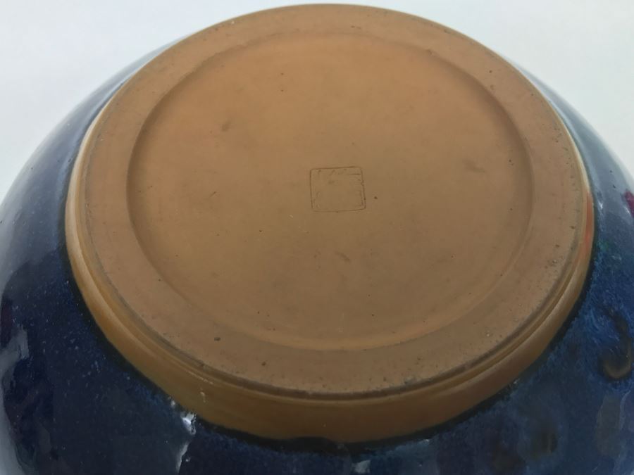 Stunning Blue Glaze Japanese Art Pottery Signed Underneath [Photo 2]