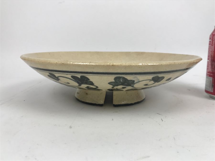 Vintage Footed Asian Stoneware Bowl With Drip Hole [Photo 3]