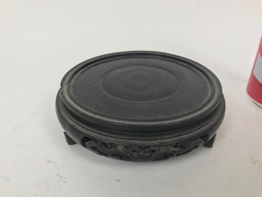 Large Vintage Chinese Cloisonne Vase With Wooden Stand [Photo 17]