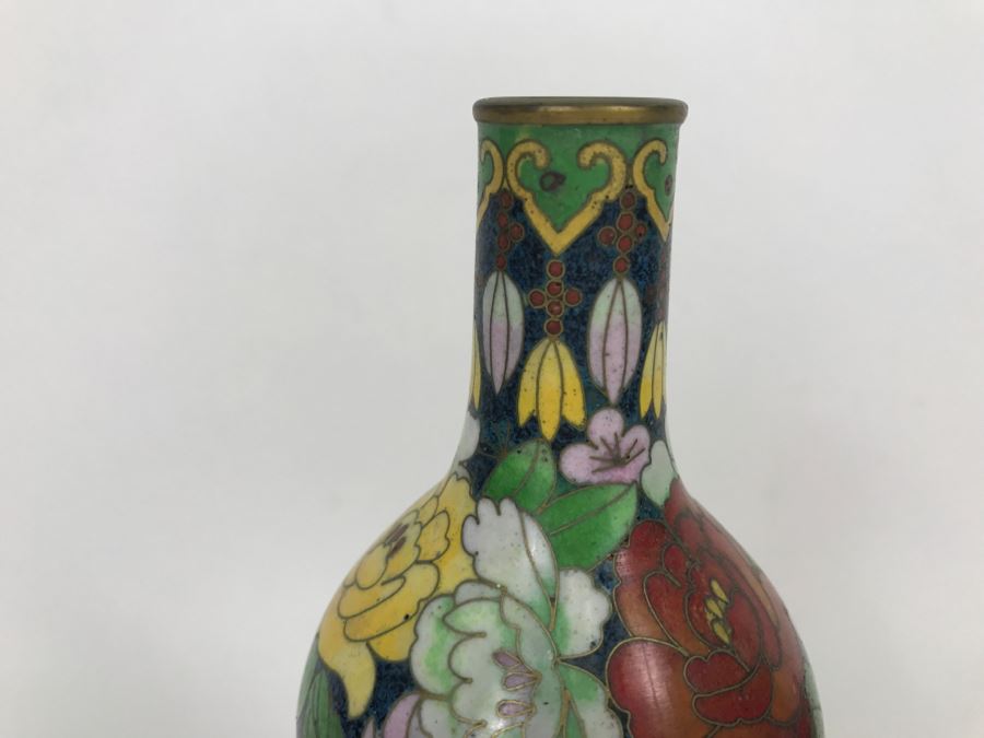 Vintage Chinese Cloisonne Vase With Wooden Stand [Photo 4]