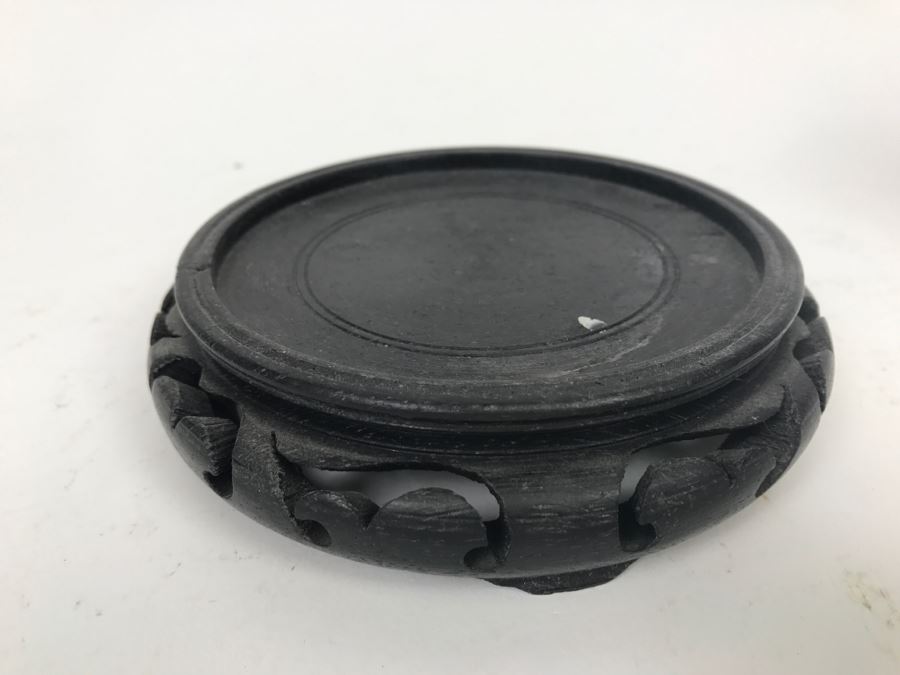 Vintage Black Chinese Cloisonne Vase With Wooden Stand [Photo 10]