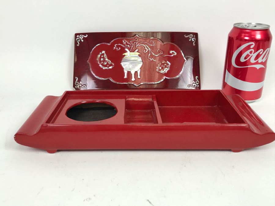 Chinese Red Lacquer Lidded Box With Mother Of Pearl Inlay [Photo 8]