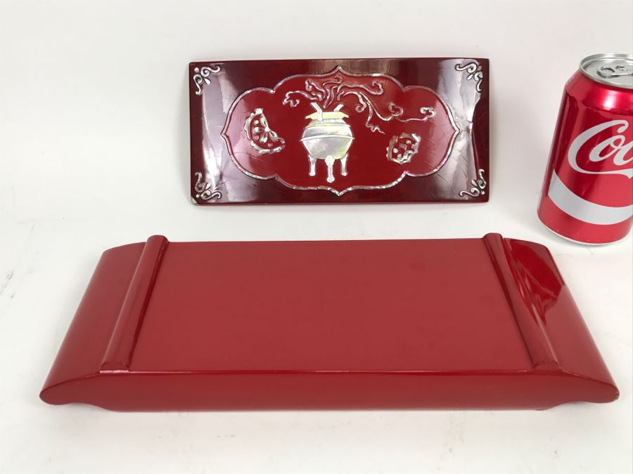 Chinese Red Lacquer Lidded Box With Mother Of Pearl Inlay [Photo 12]