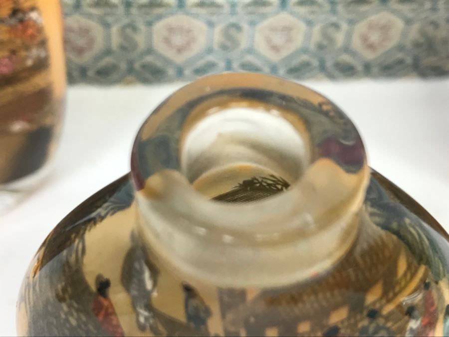 Set Of 4 Chinese Snuff Bottles Reverse Painted Riverscene River Scene In Box [Photo 19]