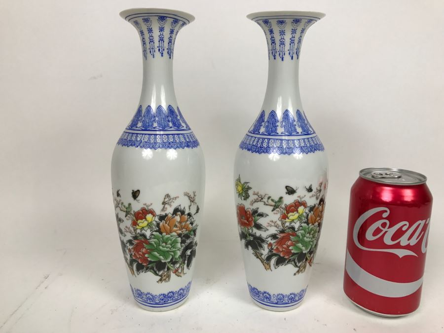 Pair Of Asian Bone China Vases