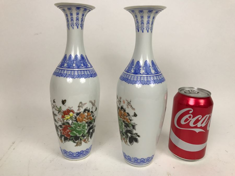 Pair Of Asian Bone China Vases [Photo 9]
