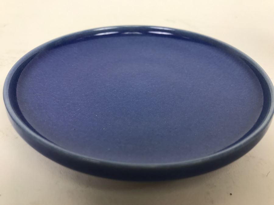 Set Of 4 Asian Colored Glazed Pottery Plates Signed  [Photo 7]