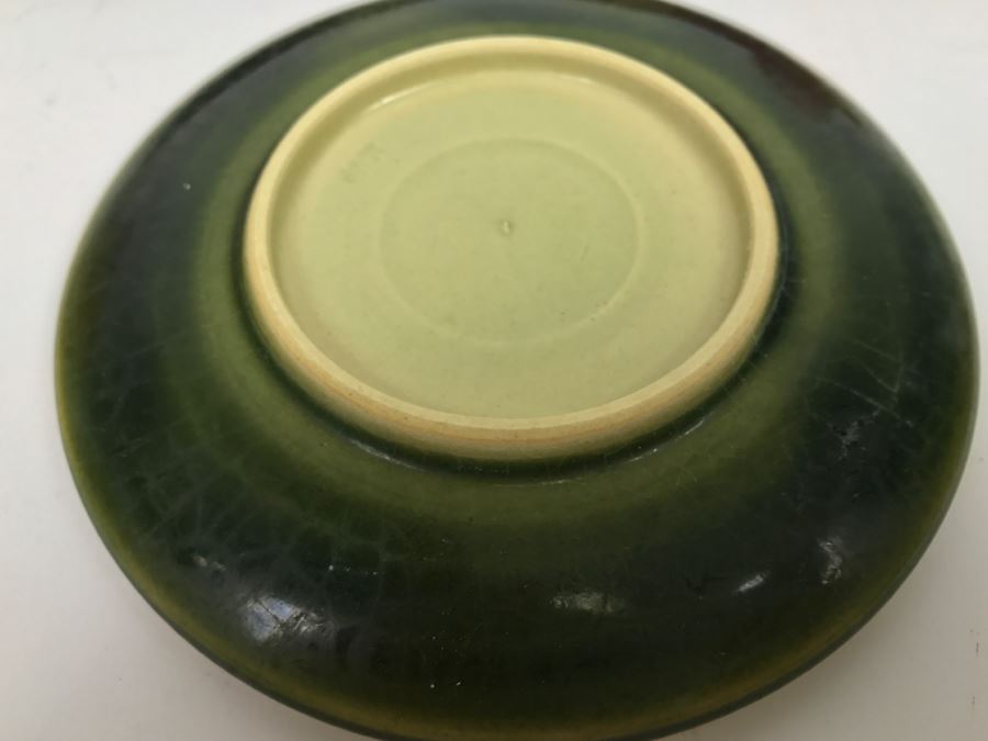 Set Of 4 Asian Colored Glazed Pottery Plates Signed  [Photo 12]