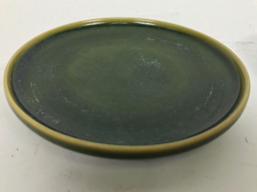 Set Of 4 Asian Colored Glazed Pottery Plates Signed  [Photo 4]