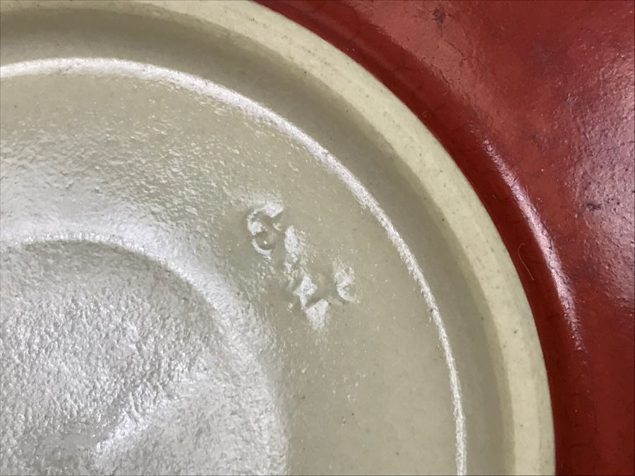 Set Of 4 Asian Colored Glazed Pottery Plates Signed  [Photo 10]