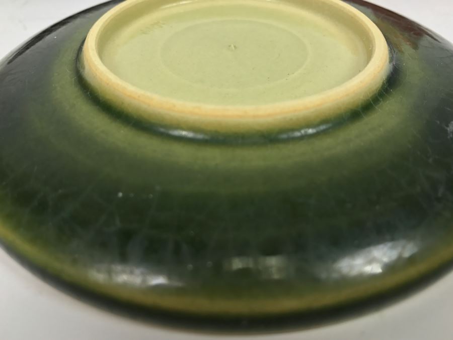 Set Of 4 Asian Colored Glazed Pottery Plates Signed  [Photo 13]