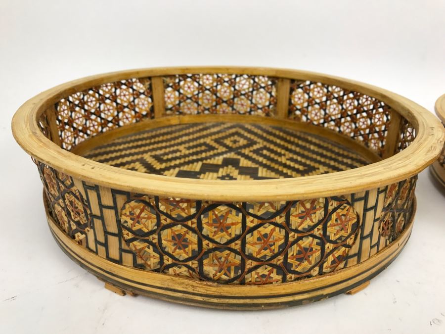 Pair Of Chinese Woven Trays [Photo 2]
