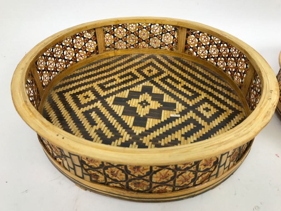 Pair Of Chinese Woven Trays [Photo 3]
