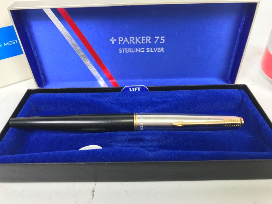 Parker 75 Sterling Silver Fountain Pen In Box Fine 6-131-10 [Photo 4]