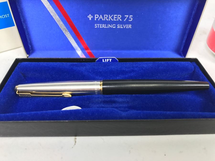 Parker 75 Sterling Silver Fountain Pen In Box Fine 6-131-10 [Photo 3]