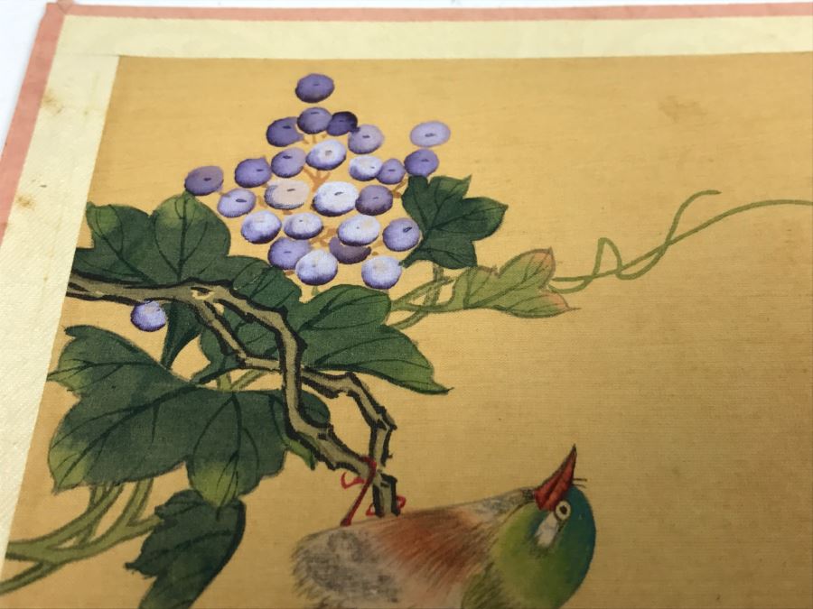 Original Signed Chinese Silk Painting Bird And Floral Motif [Photo 6]