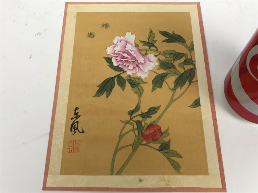 Original Signed Chinese Silk Painting Floral Motif [Photo 1]
