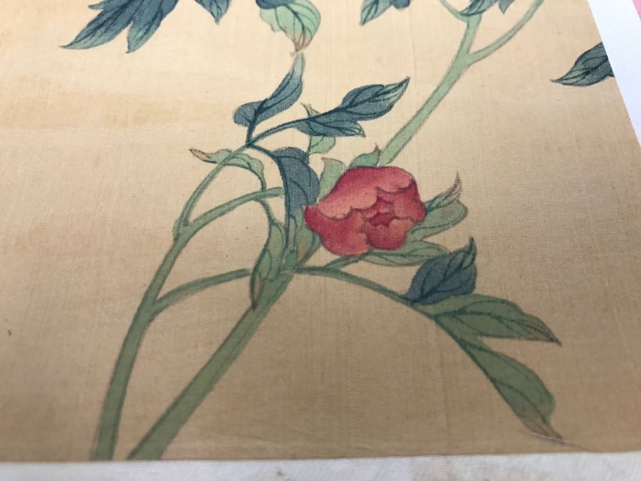 Original Signed Chinese Silk Painting Floral Motif [Photo 7]