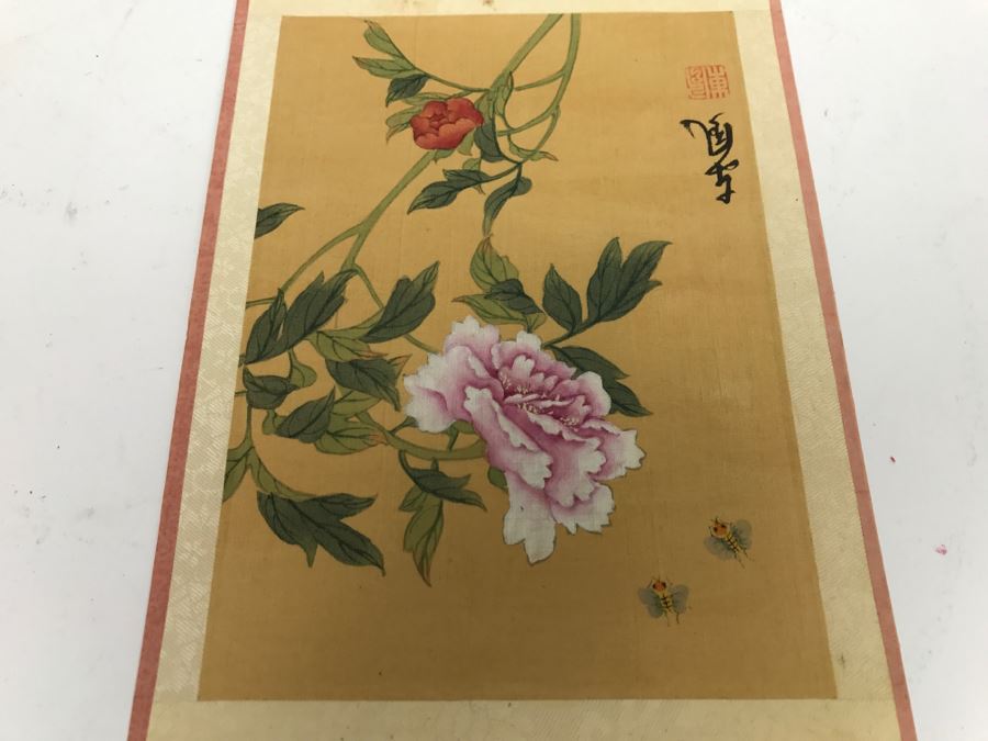 Original Signed Chinese Silk Painting Floral Motif [Photo 10]