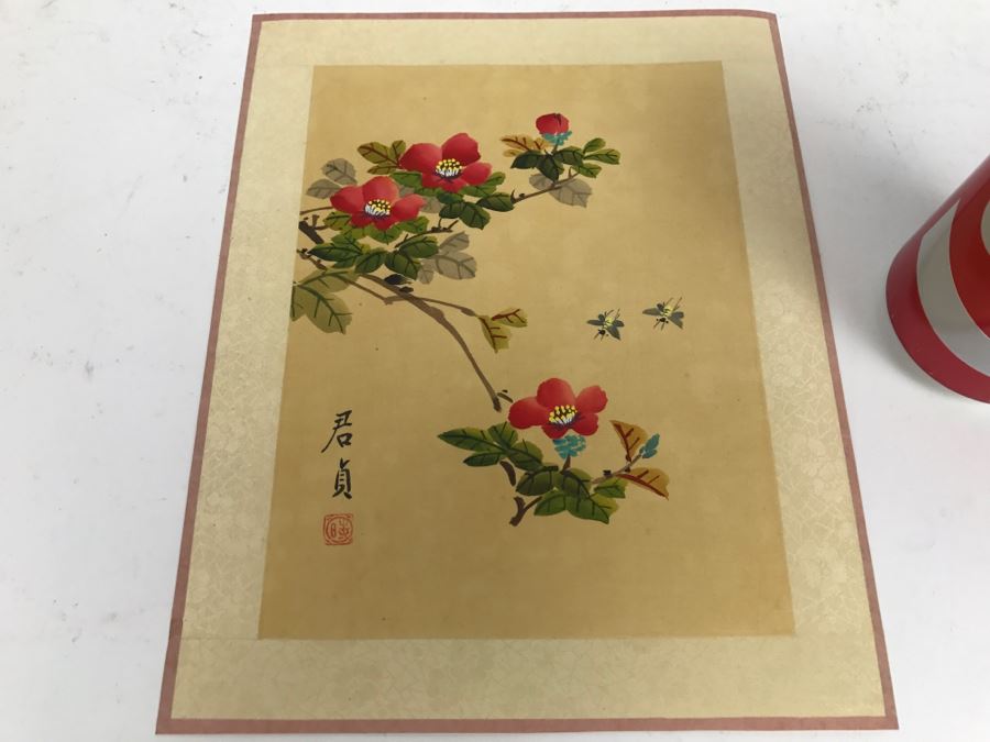 Original Signed Chinese Silk Painting Floral Motif [Photo 2]
