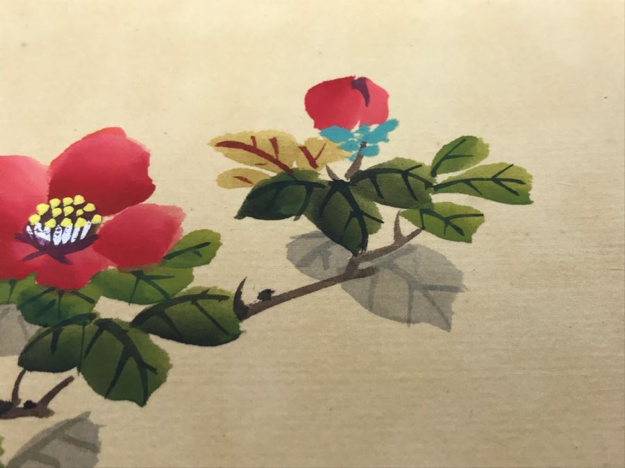 Original Signed Chinese Silk Painting Floral Motif [Photo 5]