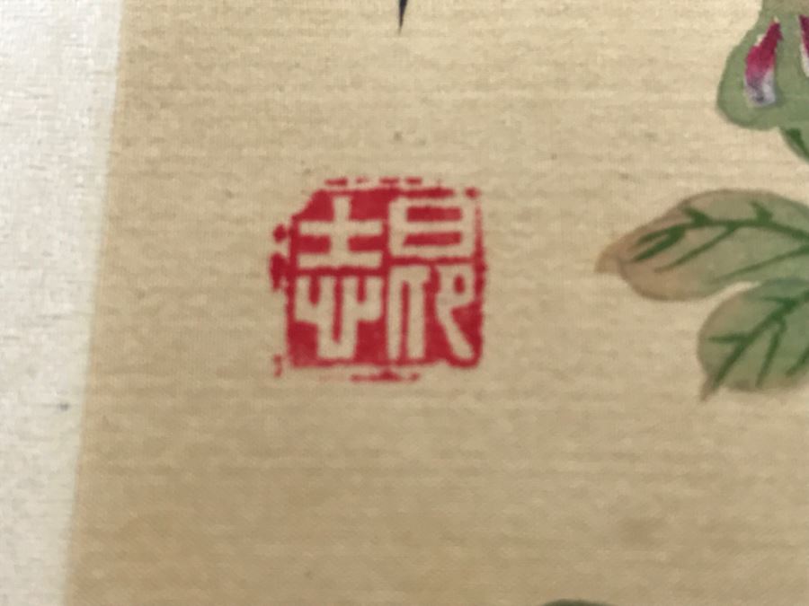 Original Signed Chinese Silk Painting Bird And Floral Motif [Photo 10]