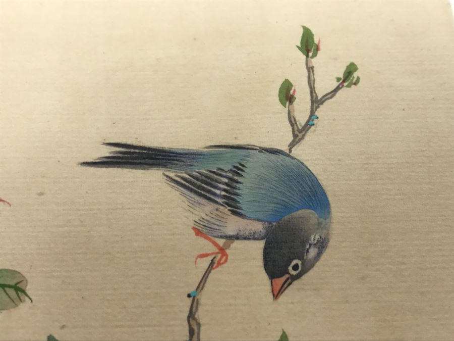 Original Signed Chinese Silk Painting Bird And Floral Motif [Photo 5]
