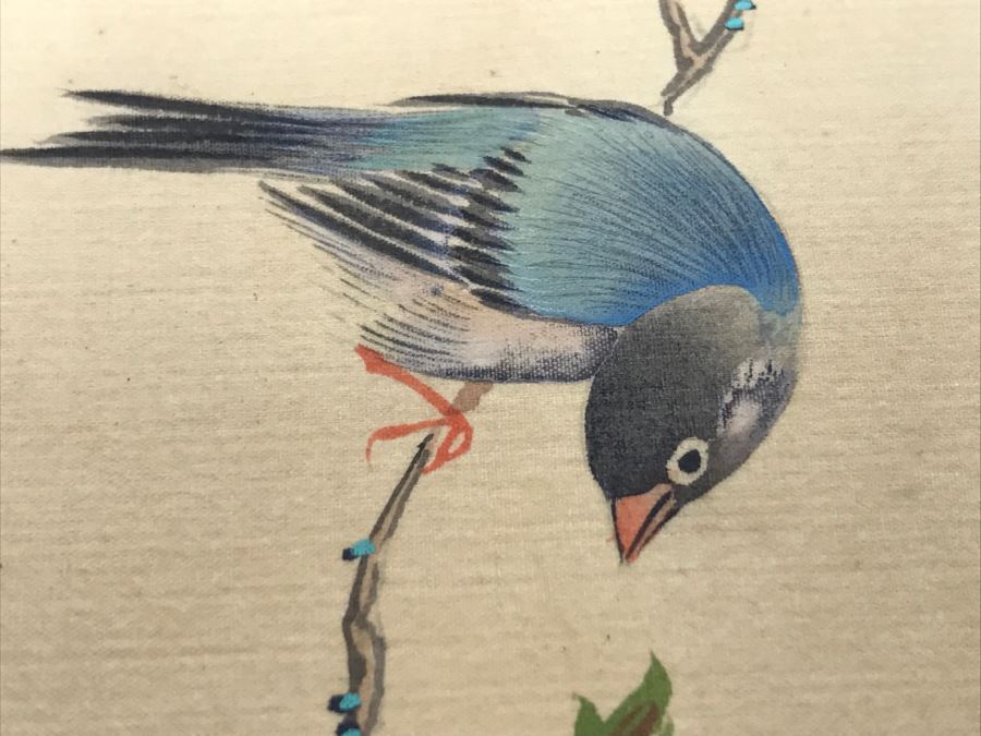 Original Signed Chinese Silk Painting Bird And Floral Motif [Photo 6]