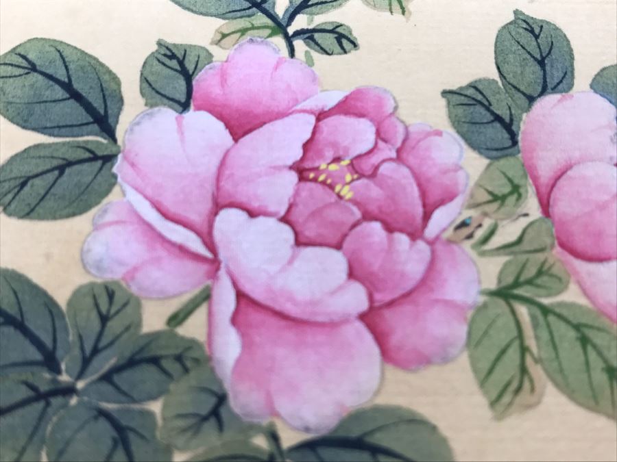 Original Signed Chinese Silk Painting Bird And Floral Motif [Photo 9]