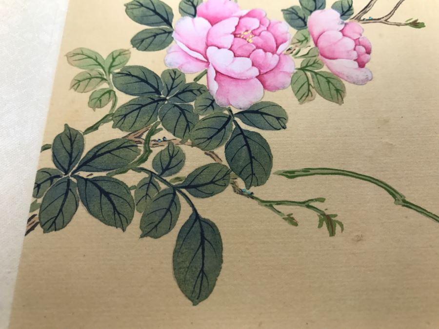 Original Signed Chinese Silk Painting Bird And Floral Motif [Photo 11]