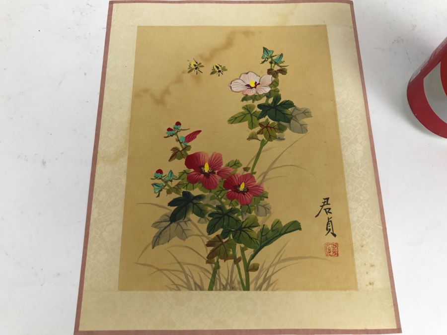 Original Signed Chinese Silk Painting Floral Motif [Photo 1]