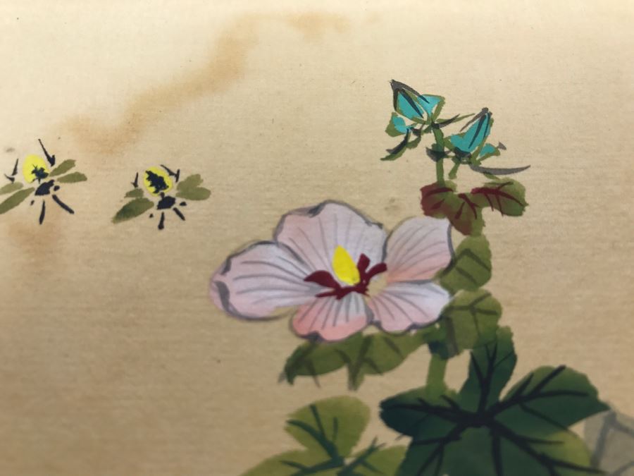 Original Signed Chinese Silk Painting Floral Motif [Photo 5]