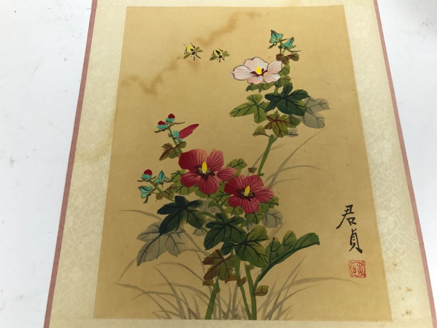 Original Signed Chinese Silk Painting Floral Motif [Photo 9]