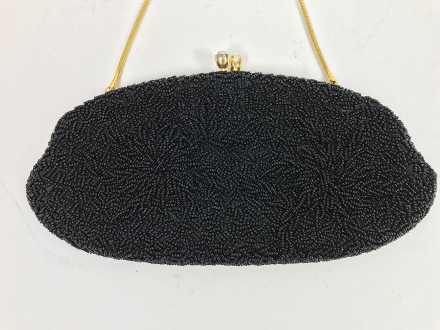Vintage Black Beaded Purse Hong Kong [Photo 3]