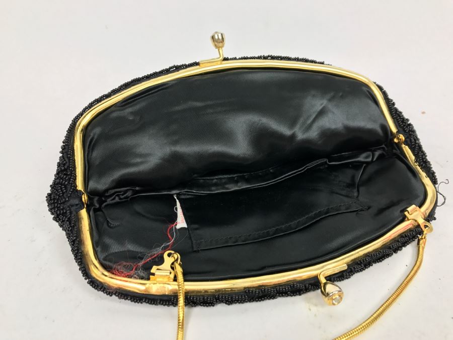 Vintage Black Beaded Purse Hong Kong [Photo 2]
