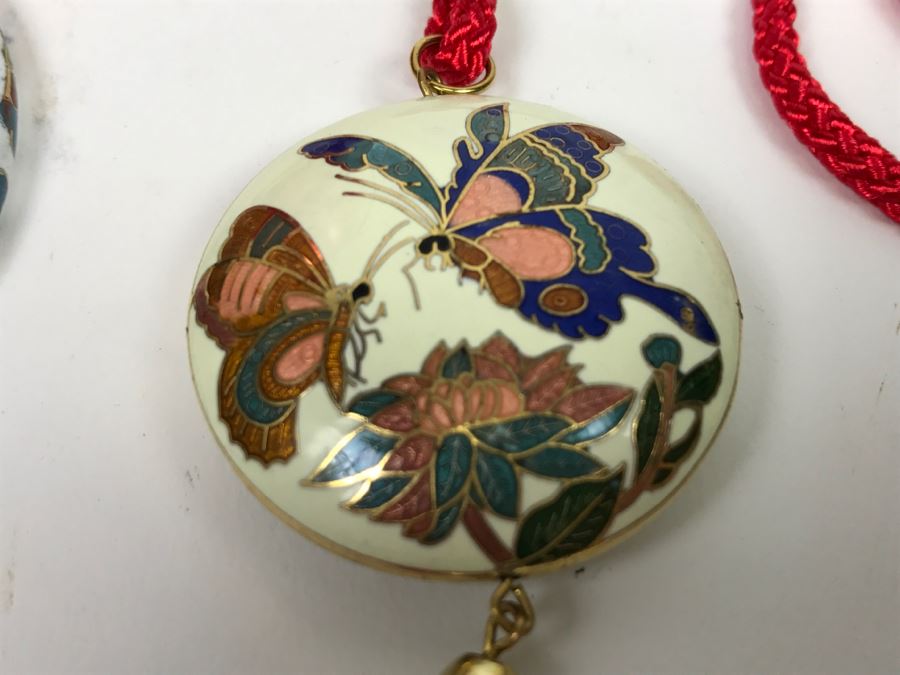 Pair Of Cloisonne Pendants Plus Cloisonne Bracelet [Photo 5]