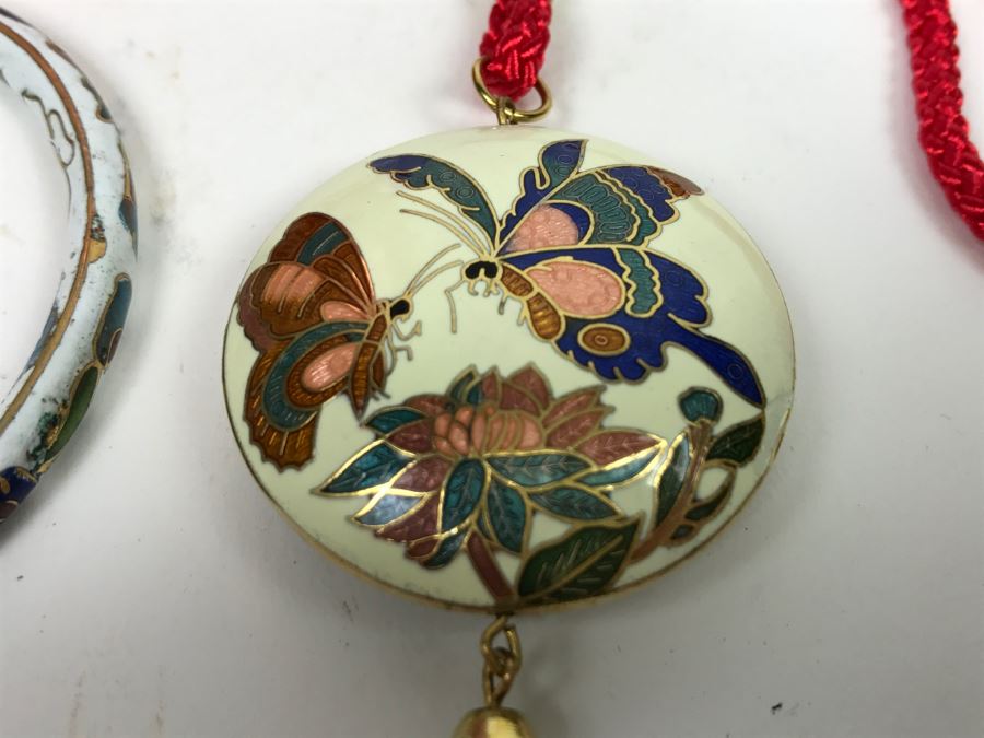 Pair Of Cloisonne Pendants Plus Cloisonne Bracelet [Photo 3]
