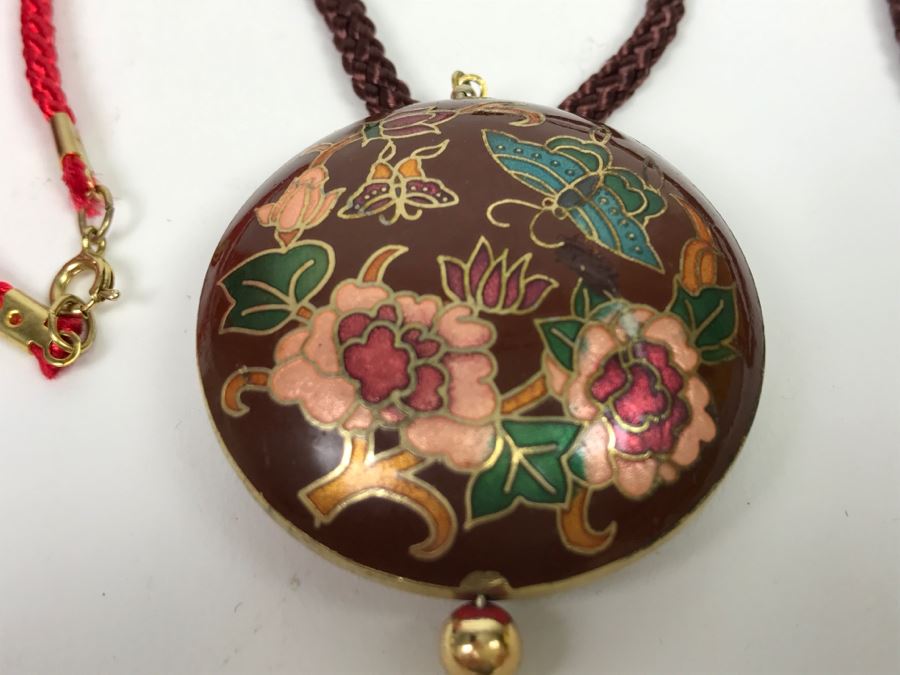 Pair Of Cloisonne Pendants Plus Cloisonne Bracelet [Photo 4]