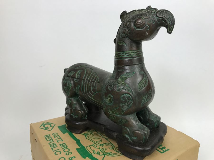 VERY COOL - Dual Purpose Lighter With Teak Cigarette Holder Chinese Reproduction Of A Warring States Dynasty Container Getz Bros By Legacy Line With Original Box [Photo 13]