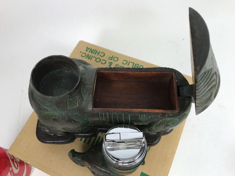 VERY COOL - Dual Purpose Lighter With Teak Cigarette Holder Chinese Reproduction Of A Warring States Dynasty Container Getz Bros By Legacy Line With Original Box [Photo 23]