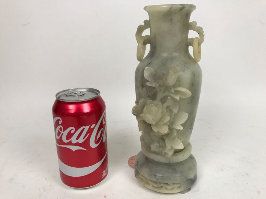Vintage Chinese Soapstone Relief Carving Of Vase [Photo 11]