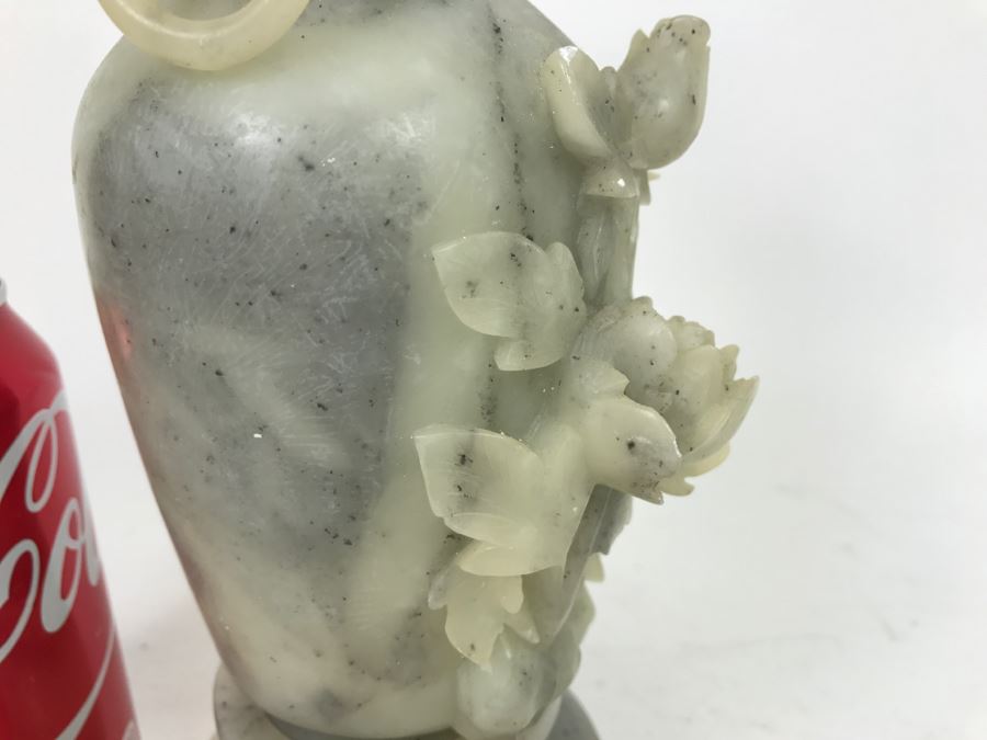 Vintage Chinese Soapstone Relief Carving Of Vase [Photo 7]