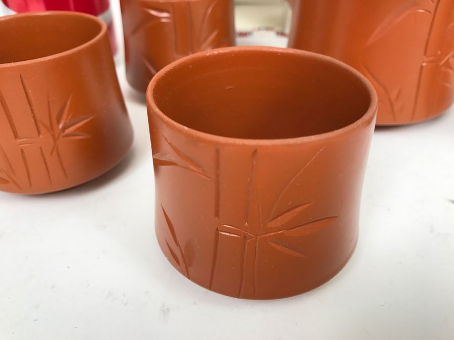 Japanese Tea Set Each Piece Signed With Bamboo Motif New In Original Box [Photo 8]