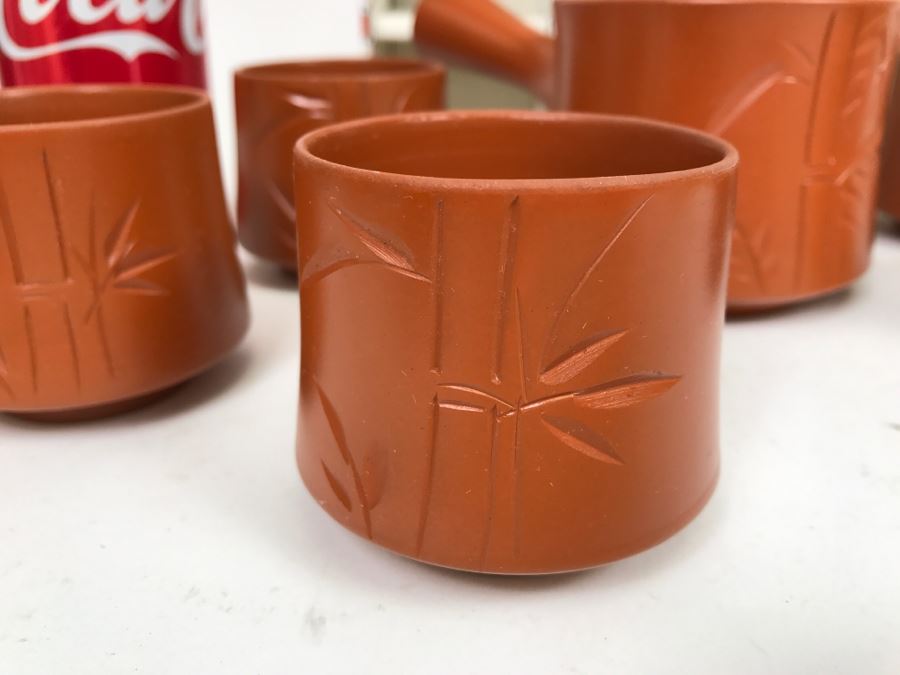 Japanese Tea Set Each Piece Signed With Bamboo Motif New In Original Box [Photo 7]