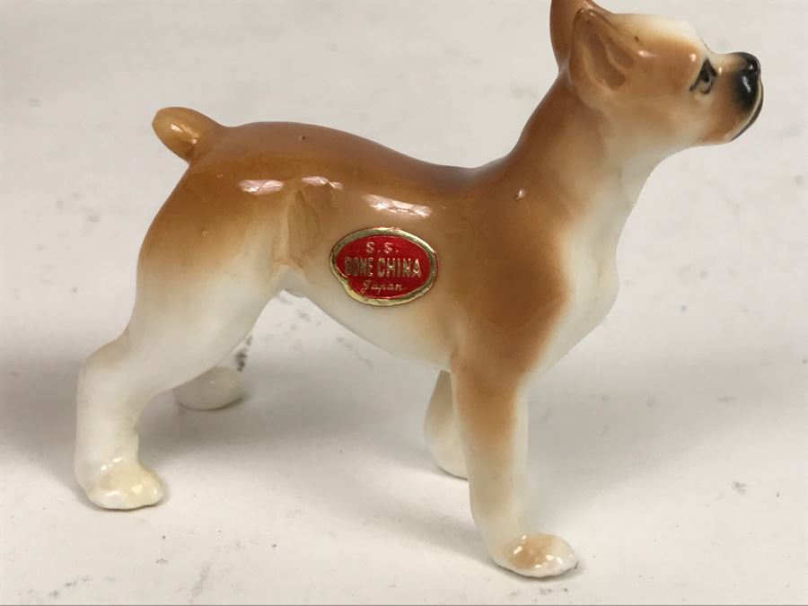 Set Of 3 Miniature Japanese Vases Plus Pair Of Bone China Japanese Boxer Dog Figurines [Photo 7]