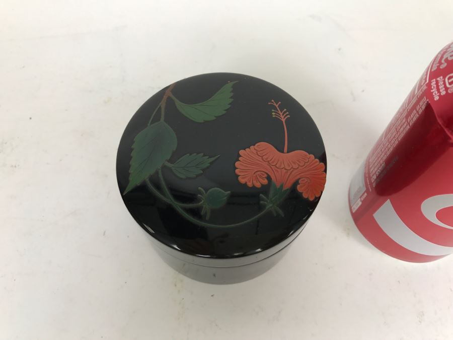 Set Of Bembo Japanese Lacquer Coasters Hibiscus With Lacquer Storage Case By Ryukyu Lauquer Ware Co. [Photo 4]
