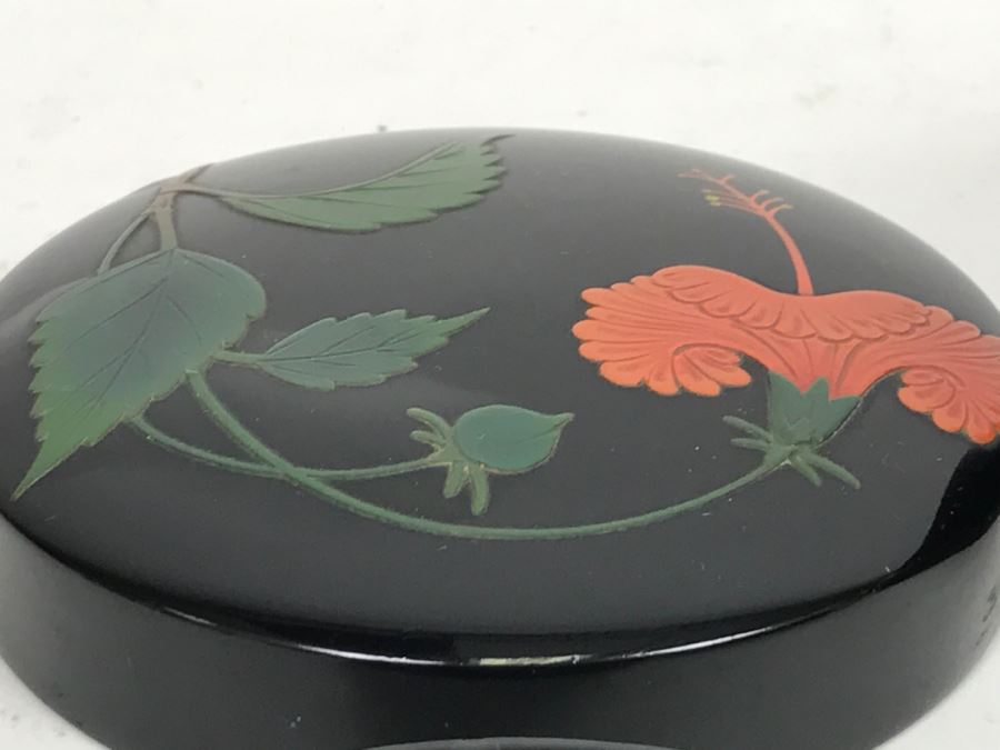 Set Of Bembo Japanese Lacquer Coasters Hibiscus With Lacquer Storage Case By Ryukyu Lauquer Ware Co. [Photo 17]