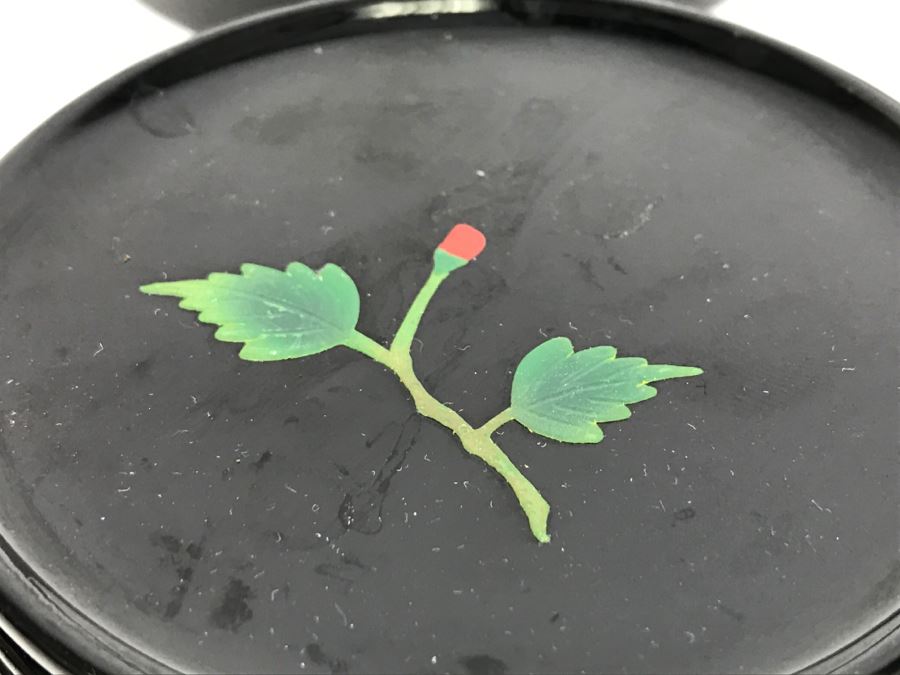 Set Of Bembo Japanese Lacquer Coasters Hibiscus With Lacquer Storage Case By Ryukyu Lauquer Ware Co. [Photo 11]