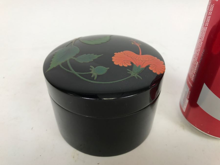 Set Of Bembo Japanese Lacquer Coasters Hibiscus With Lacquer Storage Case By Ryukyu Lauquer Ware Co. [Photo 3]
